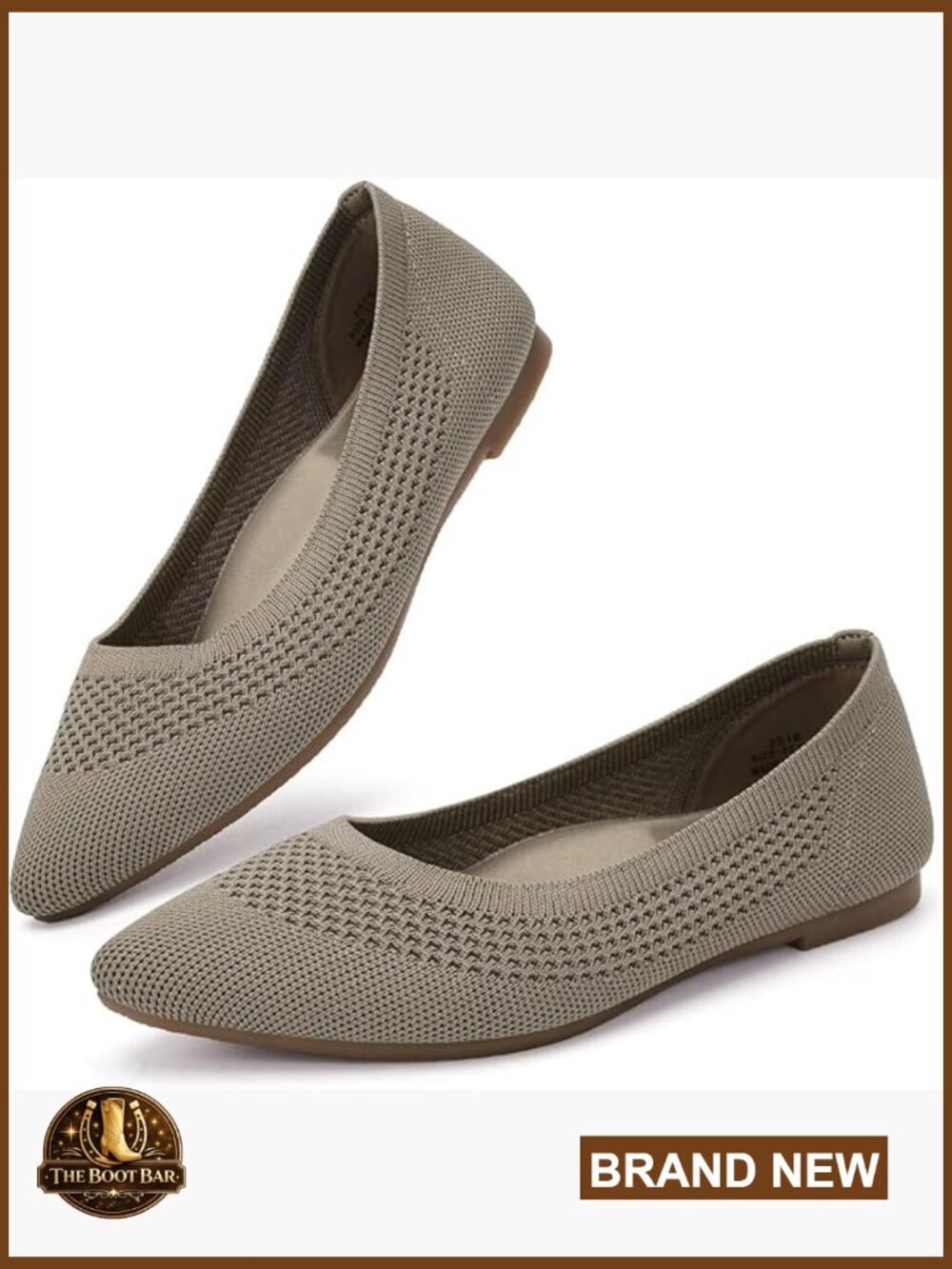 Pointed Toe Knit Ballet Flats Slip On Foldable Arch Support